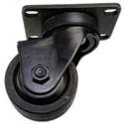2" SWIVEL CASTER WITH DUAL HARD RUBBER WHEEL AND A BLACK OXIDE FINISH