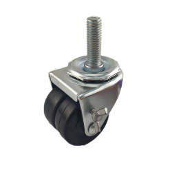 2" SWIVEL CASTER WITH DUAL HARD RUBBER WHEEL AND A THUMB SCREW BRAKE