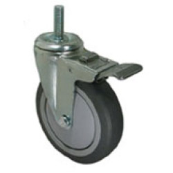 3" SWIVEL CASTER WITH THERMAL PLASTIC RUBBER WHEEL WITH THREAD GUARDS AND TOTAL LOCK BRAKE