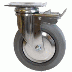 4" SWIVEL CASTER WITH THERMAL PLASTIC RUBBER WHEEL WITH THREAD GUARDS AND TOTAL LOCK BRAKE
