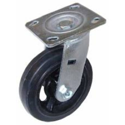 4" SWIVEL CASTER WITH RUBBER ON CAST IRON WHEEL