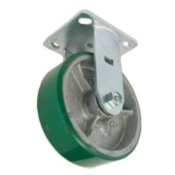 5" RIGID CASTER WITH POLYURETHANE ON CAST IRON WHEEL