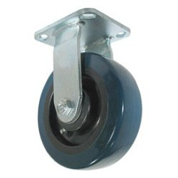 5" RIGID CASTER WITH POLYURETHANE ON POLYOLEFIN (BLUE ON BLACK) WHEEL AND TOP LOCK BRAKE