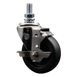 3" SWIVEL CASTER WITH DURAPLAS (POLYOLEFIN) WHEEL AND TOP LOCK BRAKE