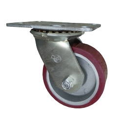 4" SWIVEL CASTER WITH POLYURETHANE ON ALUMINUM WHEEL WITH SWIVEL LOCK 