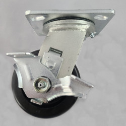 4" SWIVEL CASTER WITH PHENOLIC WHEEL WITH THREAD GUARDS AND TOP LOCK BRAKE