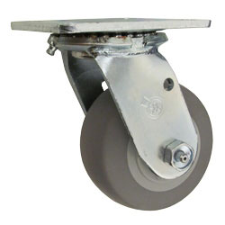 4" SWIVEL CASTER WITH ROUND THERMAL PLASTIC RUBBER WHEEL