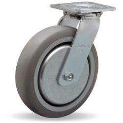 4" SWIVEL CASTER WITH ROUND THERMAL PLASTIC RUBBER WHEEL WITH THREAD GUARDS