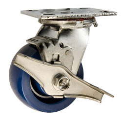 4" SWIVEL CASTER WITH SOLID POLYURETHANE WHEEL AND TOP LOCK BRAKE