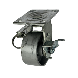 4" SWIVEL CASTER WITH STEEL (CAST IRON) WHEEL WITH SWIVEL LOCK AND TOP LOCK BRAKE