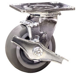 4" SWIVEL CASTER WITH THERMAL PLASTIC RUBBER WHEEL WITH SWIVEL LOCK AND TOP LOCK BRAKE