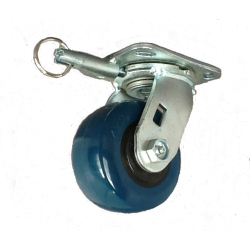 4" SWIVEL CASTER WITH POLYURETHANE ON POLYOLEFIN (BLUE ON BLACK) WHEEL WITH SWIVEL LOCK 