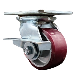 4" SWIVEL CASTER WITH POLYURETHANE ON ALUMINUM WHEEL AND TOP LOCK BRAKE
