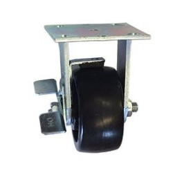4" RIGID CASTER WITH DURAPLAS (POLYOLEFIN) WHEEL AND TOP LOCK BRAKE