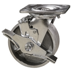 4" SWIVEL CASTER WITH STEEL (CAST IRON) WHEEL AND TOP LOCK BRAKE