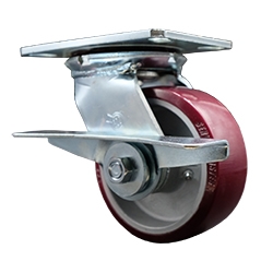 5" SWIVEL CASTER WITH POLYURETHANE ON ALUMINUM WHEEL AND TOP LOCK BRAKE