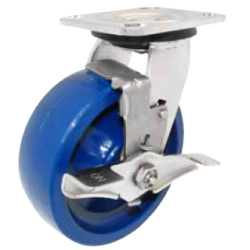 5" SWIVEL CASTER WITH SOLID POLYURETHANE WHEEL AND TOP LOCK BRAKE