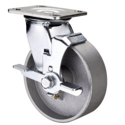 5" SWIVEL CASTER WITH STEEL (CAST IRON) WHEEL AND TOP LOCK BRAKE