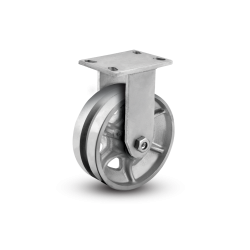 6" RIGID CASTER WITH V-GROOVE (CAST IRON) WHEEL