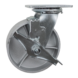 6" SWIVEL CASTER WITH STEEL (CAST IRON) WHEEL AND TOP LOCK BRAKE