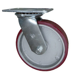 8" SWIVEL CASTER WITH POLYURETHANE ON ALUMINUM WHEEL
