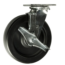 8" SWIVEL CASTER WITH DURAPLAS (POLYOLEFIN) WHEEL AND TOP LOCK BRAKE