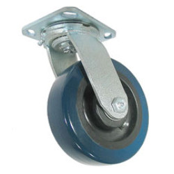 8" SWIVEL CASTER WITH POLYURETHANE ON POLYOLEFIN (BLUE ON BLACK) WHEEL