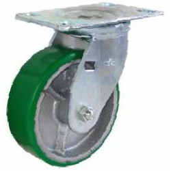 8" SWIVEL CASTER WITH POLYURETHANE ON CAST IRON WHEEL