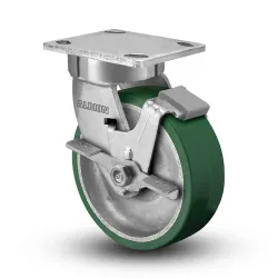 6" SWIVEL CASTER WITH POLYURETHANE ON ALUMINUM WHEEL AND TOP LOCK BRAKE
