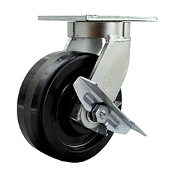 6" SWIVEL CASTER WITH DURAPLAS (POLYOLEFIN) WHEEL AND TOP LOCK BRAKE