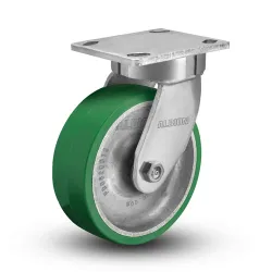 8" SWIVEL CASTER WITH POLYURETHANE ON ALUMINUM WHEEL