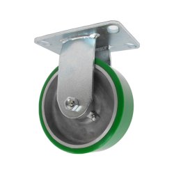8" RIGID CASTER WITH POLYURETHANE ON ALUMINUM WHEEL