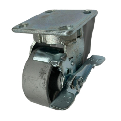 4" SWIVEL CASTER WITH STEEL (CAST IRON) WHEEL WITH POSITION LOCK AND TOP LOCK BRAKE
