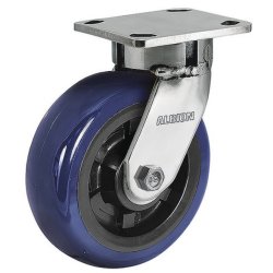 5" SWIVEL CASTER WITH POLYURETHANE ON POLYOLEFIN (BLUE ON BLACK) WHEEL