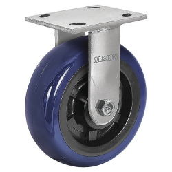 5" RIGID CASTER WITH POLYURETHANE ON POLYOLEFIN (BLUE ON BLACK) WHEEL