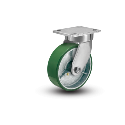 10" SWIVEL CASTER WITH POLYURETHANE ON CAST IRON WHEEL WITH POSITION LOCK
