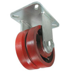 6" RIGID CASTER WITH DUCTILE V GROOVE STEEL WHEEL