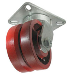 8" SWIVEL CASTER WITH DUCTILE V GROOVE STEEL WHEEL WITH POSITION LOCK