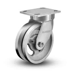 8" SWIVEL CASTER WITH V GROOVE (CAST IRON) WHEEL