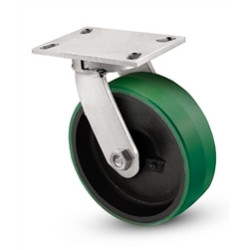 6" SWIVEL CASTER WITH HEAVY DUTY POLYURETHANE ON CAST IRON WHEEL
