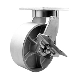 8" SWIVEL CASTER WITH STEEL (CAST IRON) WHEEL WITH POSITION LOCK AND TOP LOCK BRAKE