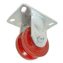 8" RIGID CASTER WITH DUCTILE V GROOVE STEEL WHEEL