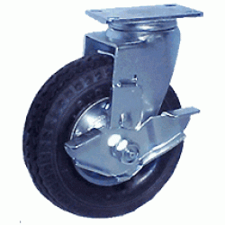 6" SWIVEL CASTER WITH BLACK PNEUMATIC WHEEL AND TOP LOCK BRAKE