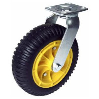 10" SWIVEL CASTER WITH NO FLAT CENTIPEDE (BLACK ON YELLOW) WHEEL