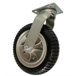 10" SWIVEL CASTER WITH NO FLAT CENTIPEDE (BLACK ON GRAY) WHEEL