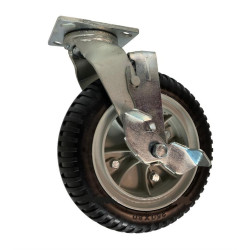 10" SWIVEL CASTER WITH NO FLAT CENTIPEDE (BLACK ON GRAY) WHEEL AND TOP LOCK BRAKE