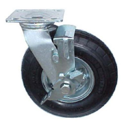 9" SWIVEL CASTER WITH BLACK PNEUMATIC WHEEL AND TOP LOCK BRAKE