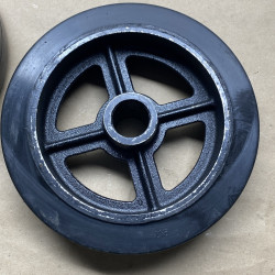 12" RUBBER ON CAST IRON WHEEL WITH LESS BEARING
