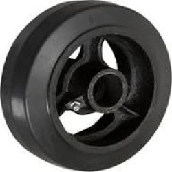 5" RUBBER ON CAST IRON WHEEL WITH LESS BEARING