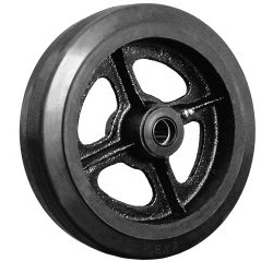 8" RUBBER ON CAST IRON WHEEL WITH 3/4" ROLLER BEARINGS WITH ALL METAL COMPONENTS